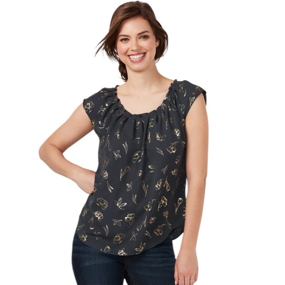 LC Lauren Conrad sleeveless pleated blouse